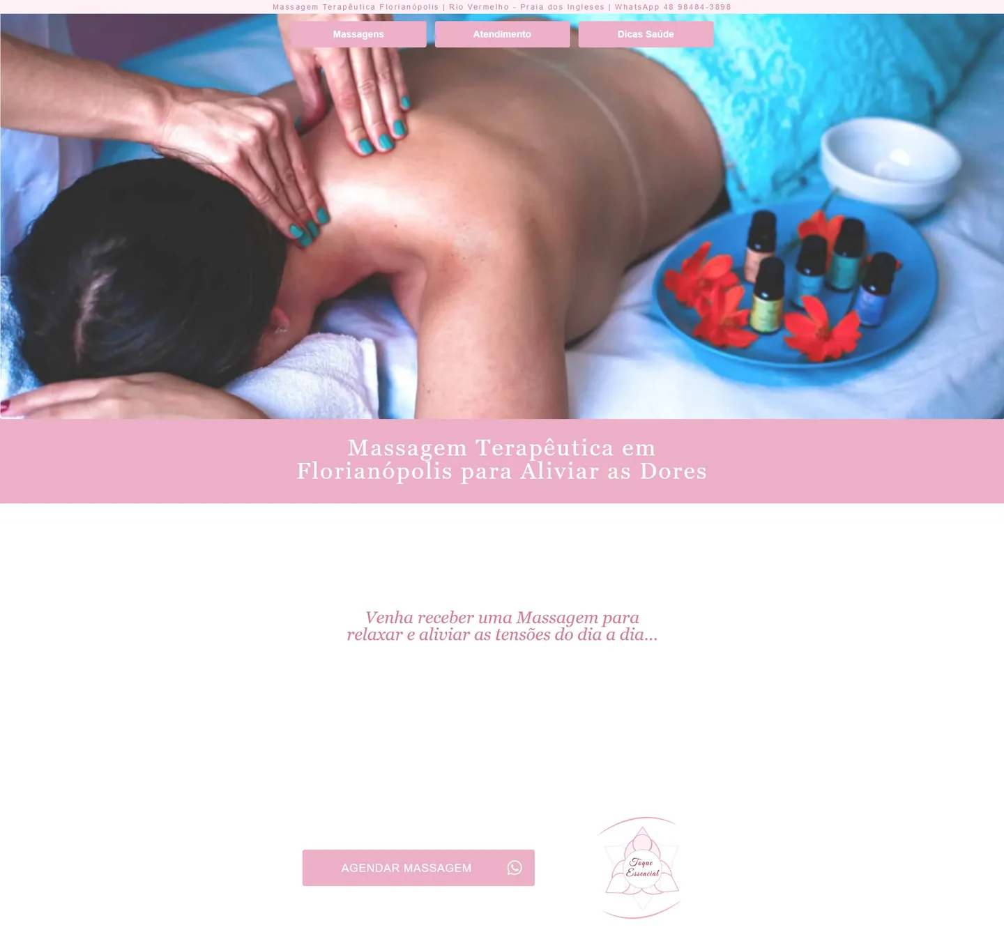 Layout Responsivo do Site Toque Essencial Massagem Terapêutica